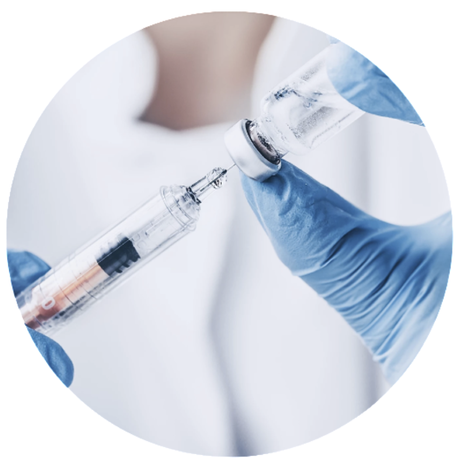 naturopathic services injection image with gloved hands, syringe and vial